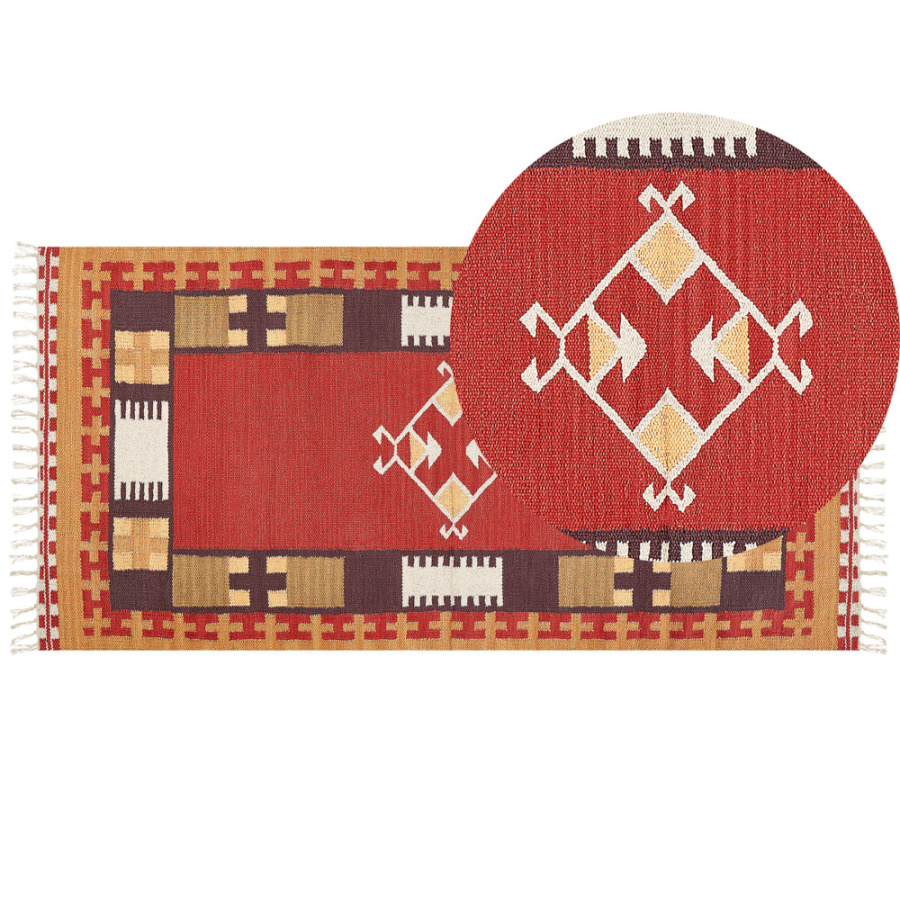 Dywan bawełniany kilim 80 x 150 cm wielokolorowy parakar