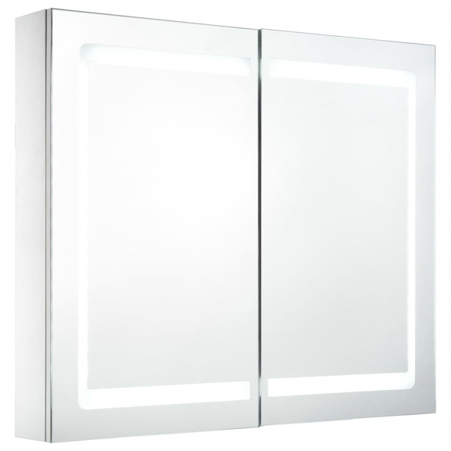 Szafka łazienkowa z lustrem i LED, 80 x 12,2 x 68 cm
