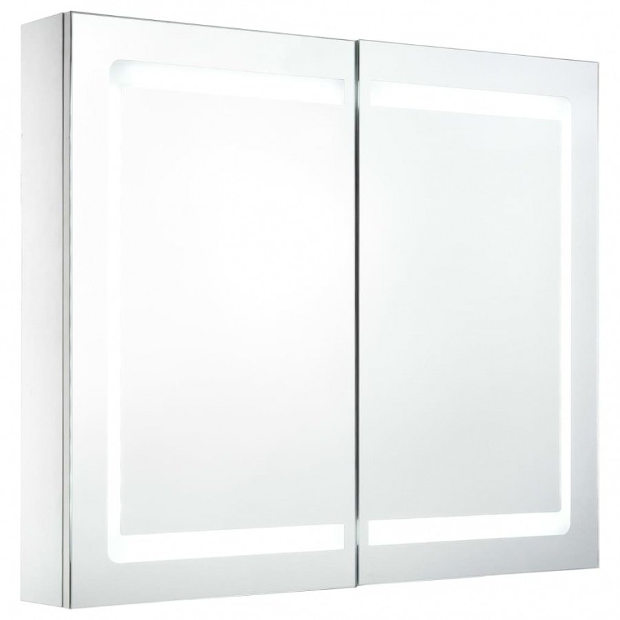 Szafka łazienkowa z lustrem i LED, 80 x 12,2 x 68 cm