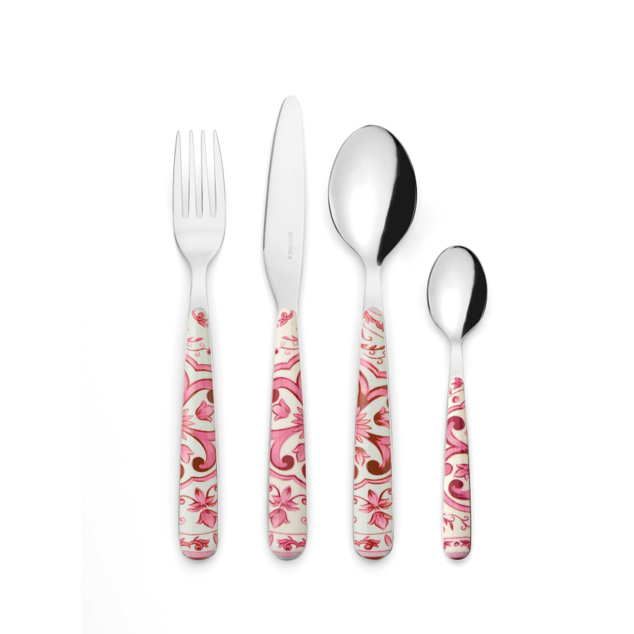 Komplet sztućców 24- elementowy, różowy