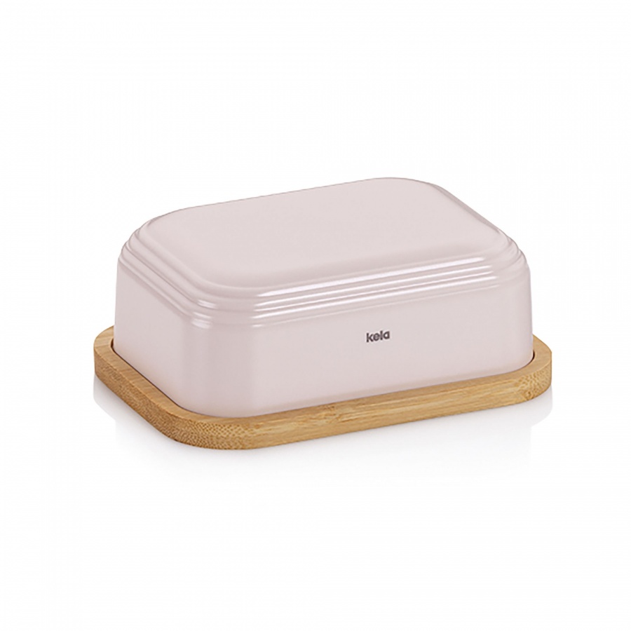 Maselniczka, bambus/tworzywo sztuczne, 15,5 x 11,5 x 6 cm, beżowa