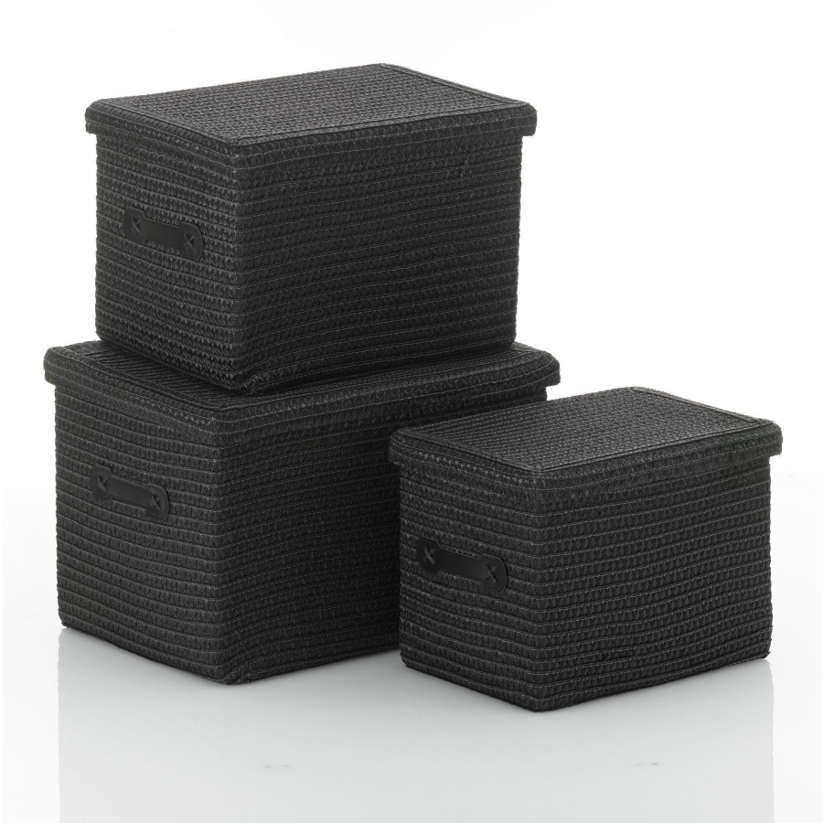 zestaw koszy, 3 szt., czarny