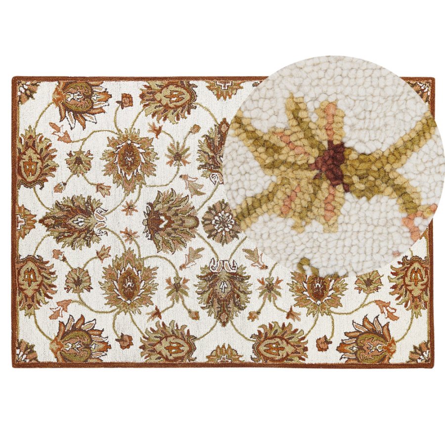 Dywan wełniany 140 x 200 cm beżowo-brązowy ezine