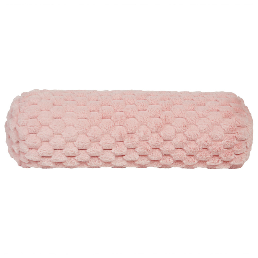 Poduszka dekoracyjna jednolity linden sztuczne futro 22 x 60 cm różowy