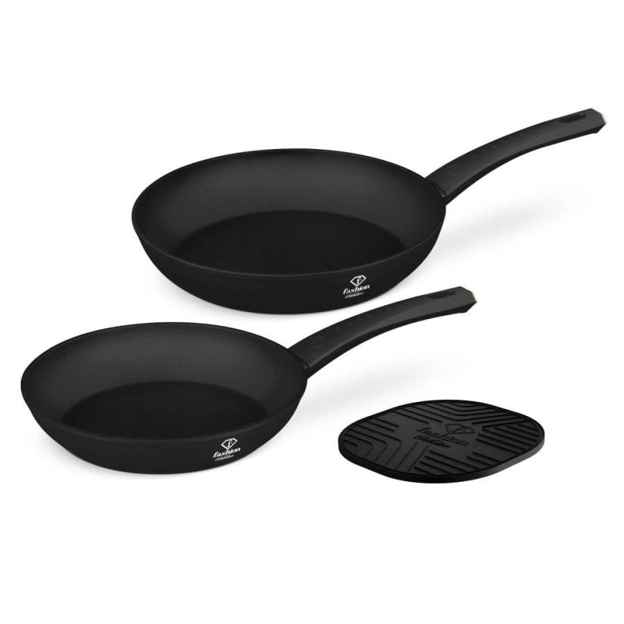 Zestaw 2 patelni + podkładka Fashion TV FTV-0048 Matte Black- Rose Gold