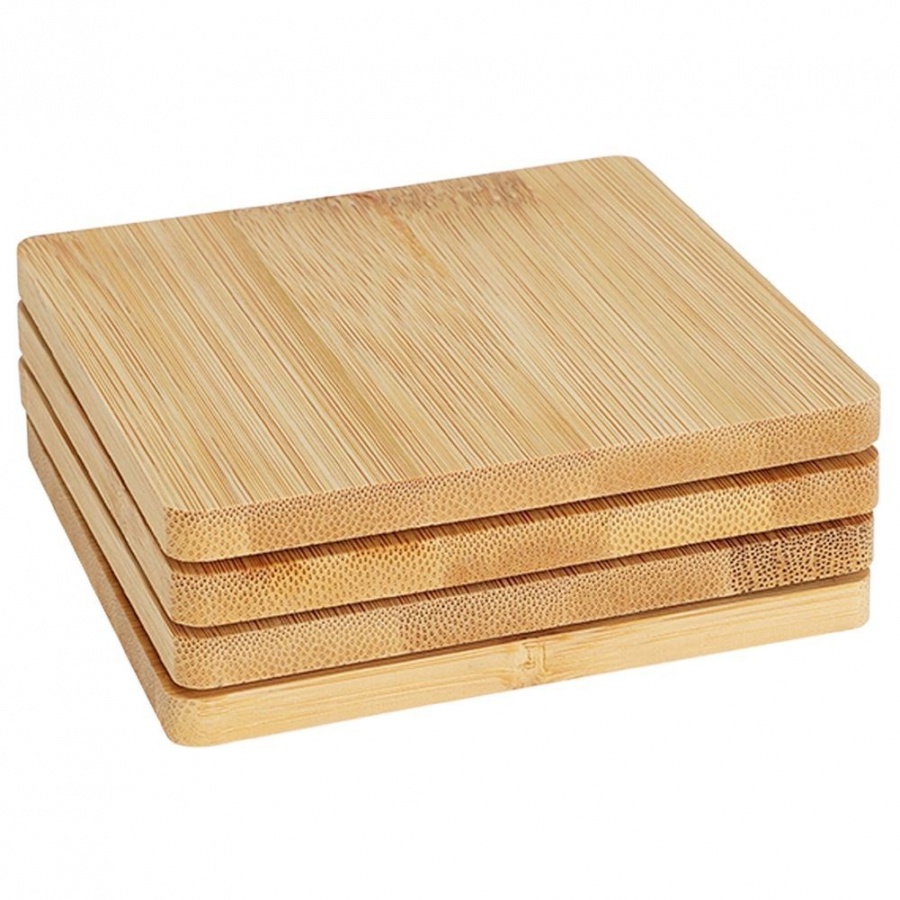 Podstawki pod kubek drewniane kwadratowe 4 szt.