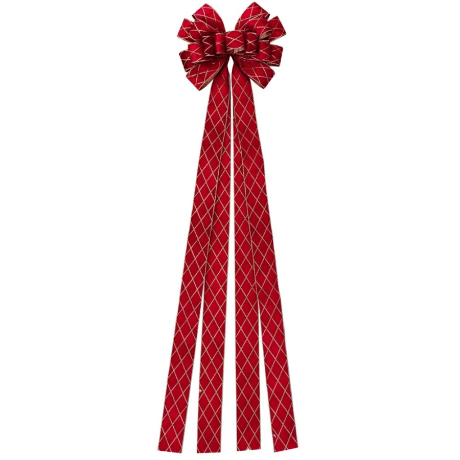 Kokarda dekoracyjna na choinkę czerwona 130x33 cm