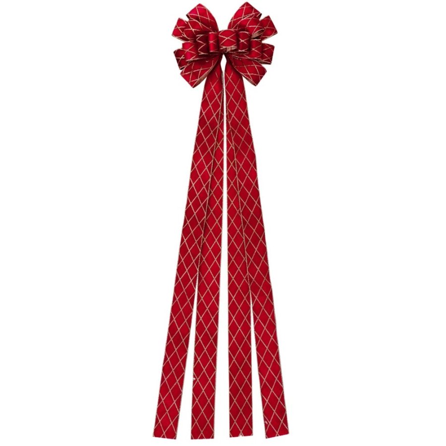 Kokarda dekoracyjna na choinkę czerwona 130x33 cm
