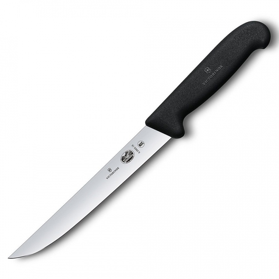 Victorinox - fibrox - nóż do mięsa z wąskim ostrzem - 18 cm - czarny