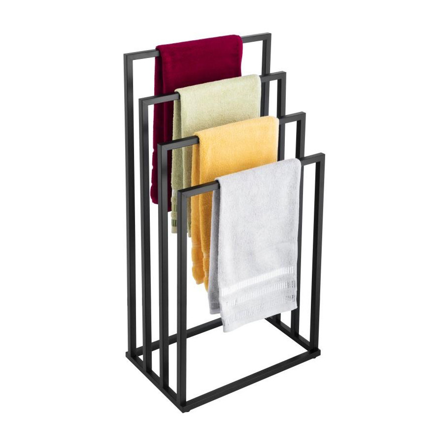 Wieszak na ręczniki do łazienki podłogowy stojak na ręczniki czarny - yoka