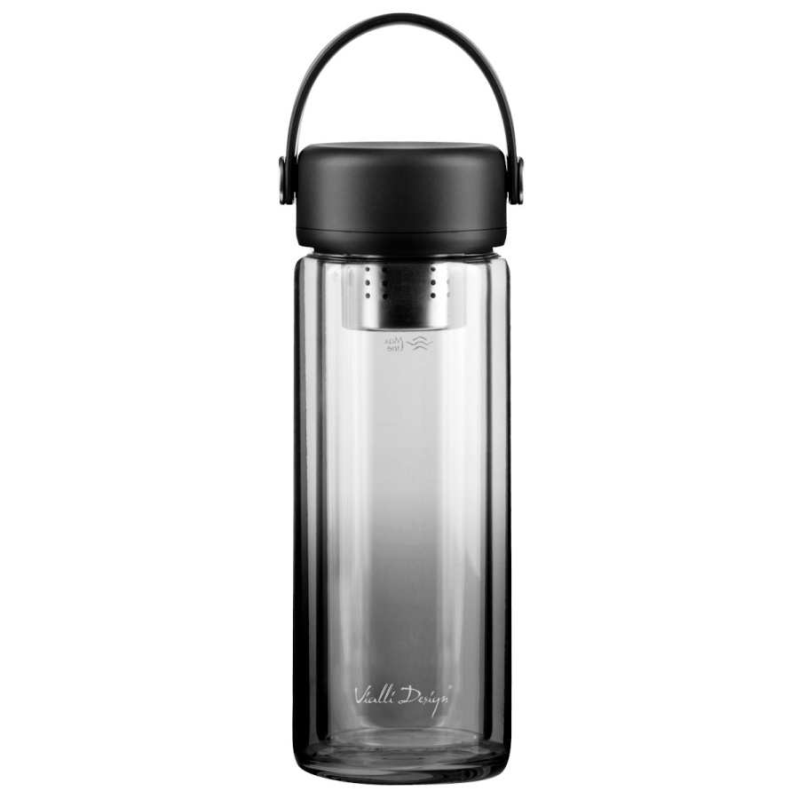 Butelka z podwójną ścianką i zaparzaczem fuori 350 ml czarna 30176