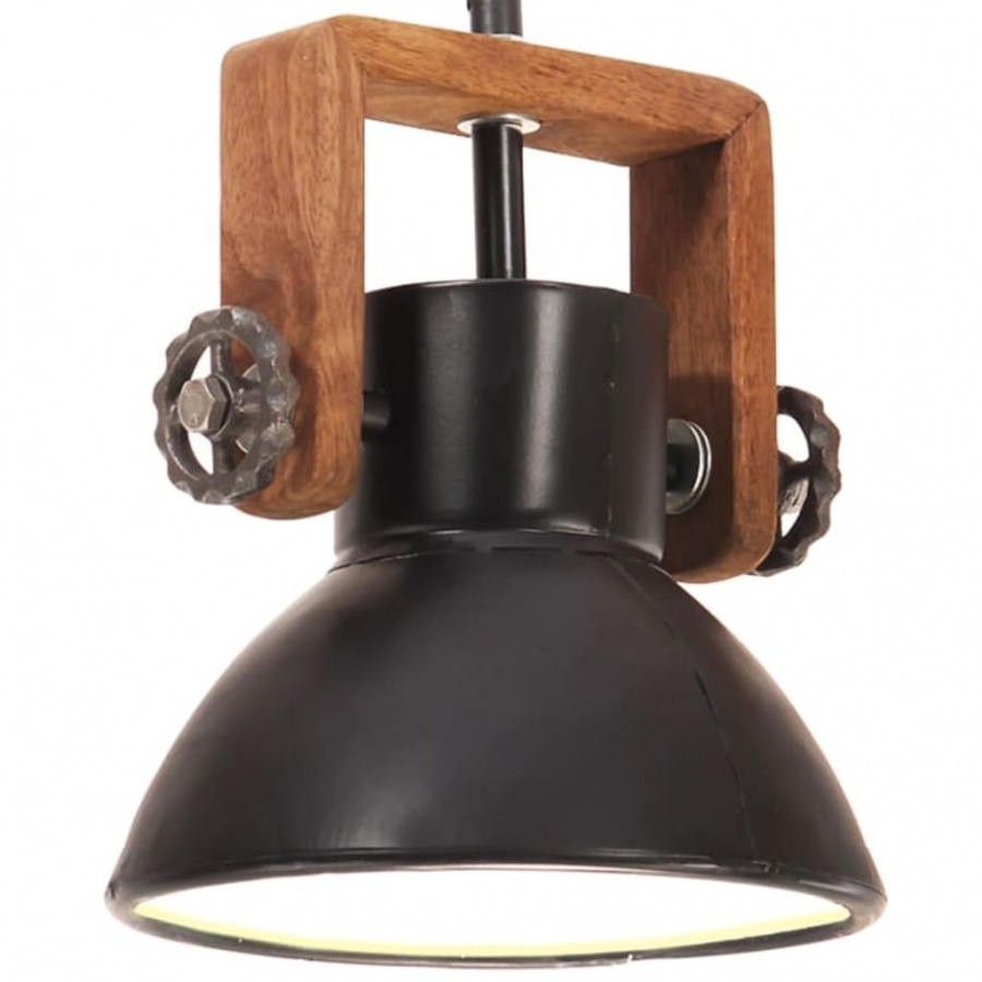 Industrialna lampa wisząca, 25 W, czarna, okrągła, 19 cm, E27