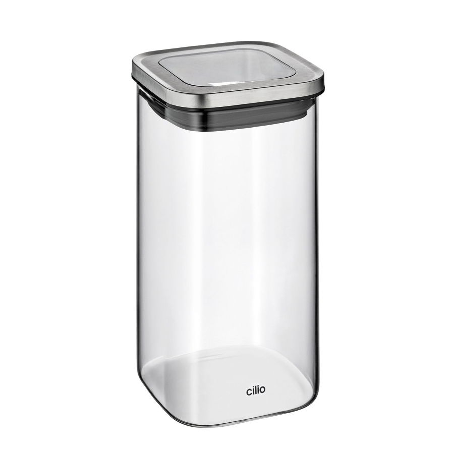 Pojemnik kuchenny, szkło borokrzemowe/stal nierdzewna, 10 x 10 x 19 cm, 1,35 l