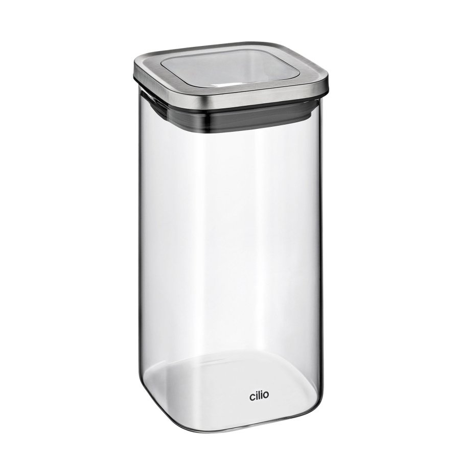 Pojemnik kuchenny, szkło borokrzemowe/stal nierdzewna, 10 x 10 x 19 cm, 1,35 l