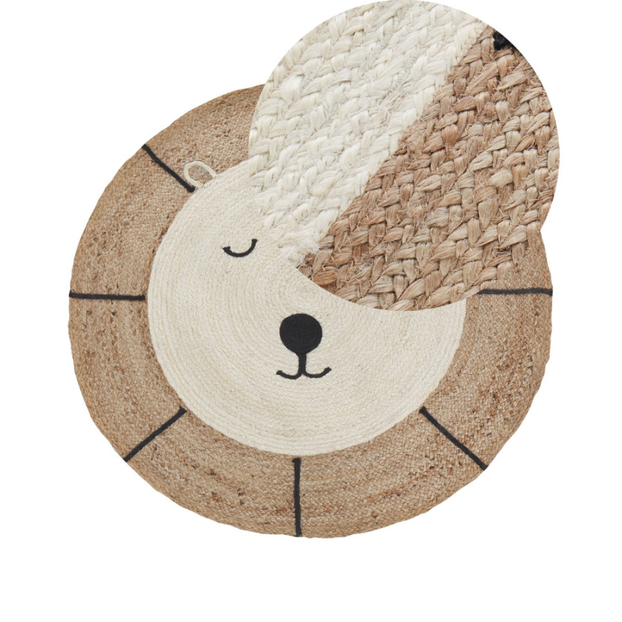 Dywan dziecięcy okrągły z juty miś ⌀ 120 cm beżowy kovu