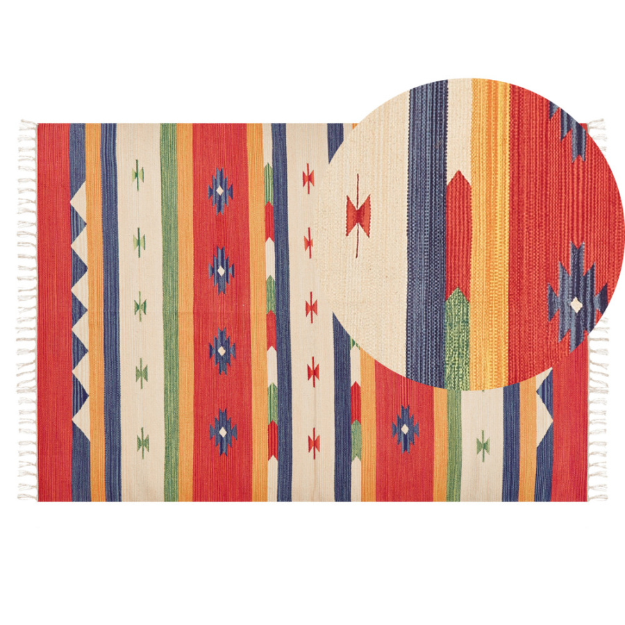 Dywan bawełniany kilim 140 x 200 cm wielokolorowy alapars