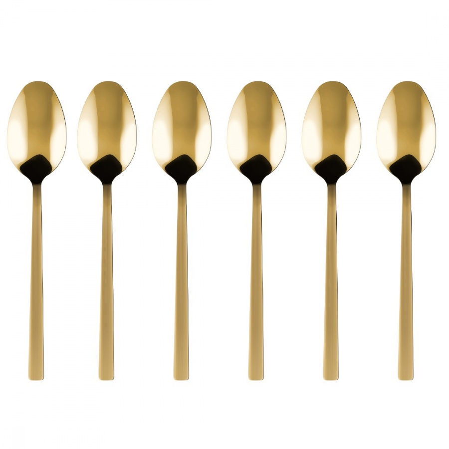 Komplet 6 łyżeczek do herbaty piano gold w pudełku 29507