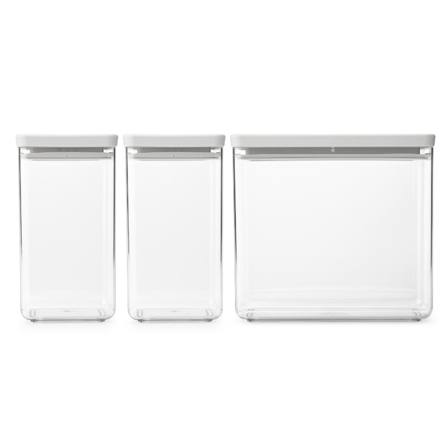 Brabantia 230769 - tasty+ - zestaw prostokątnych pojemników - 2x 1,6 l + 1x 3,5 l - light grey