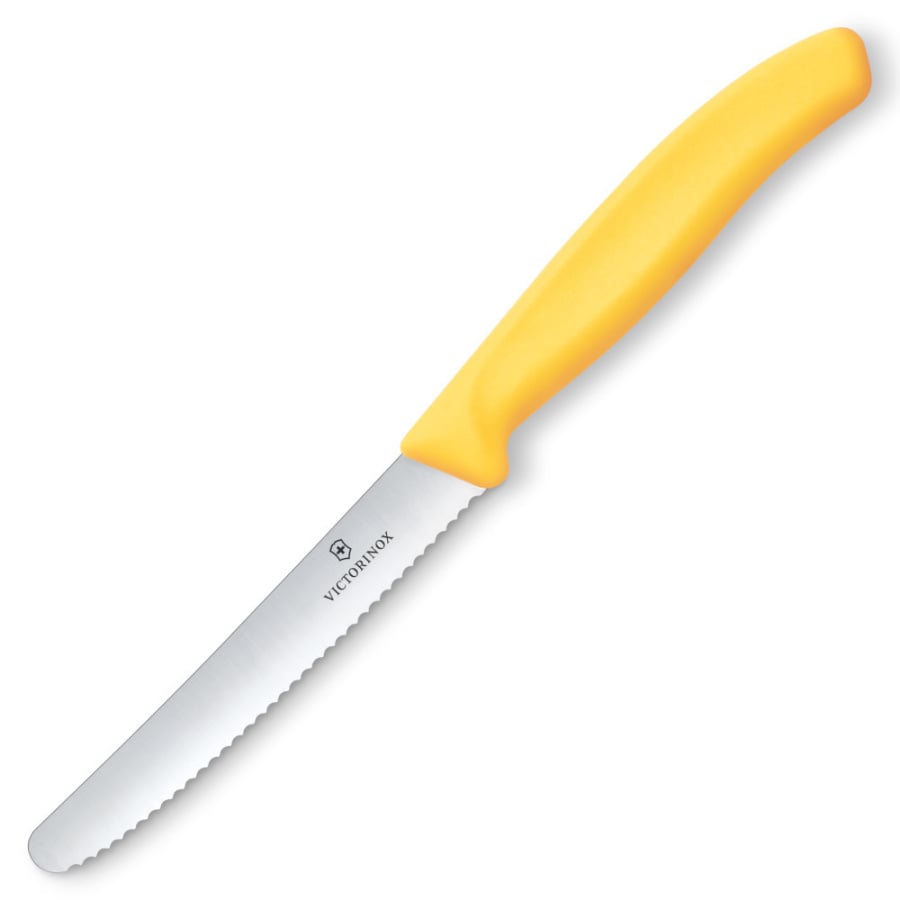 VICTORINOX - Swiss Classic - Nóż do warzyw i owoców - 11 cm - Ząbkowane ostrze - Żółty