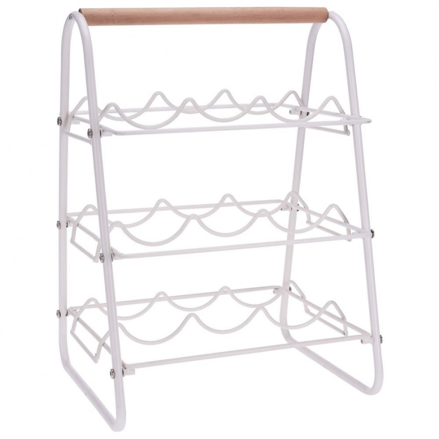 Stojak na wino metalowy biały 9 butelek 33x29x46 cm