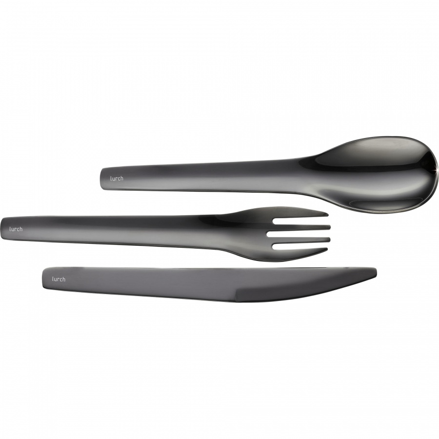 zestaw sztućców w etui, 3 el., 18 cm, antracytowe