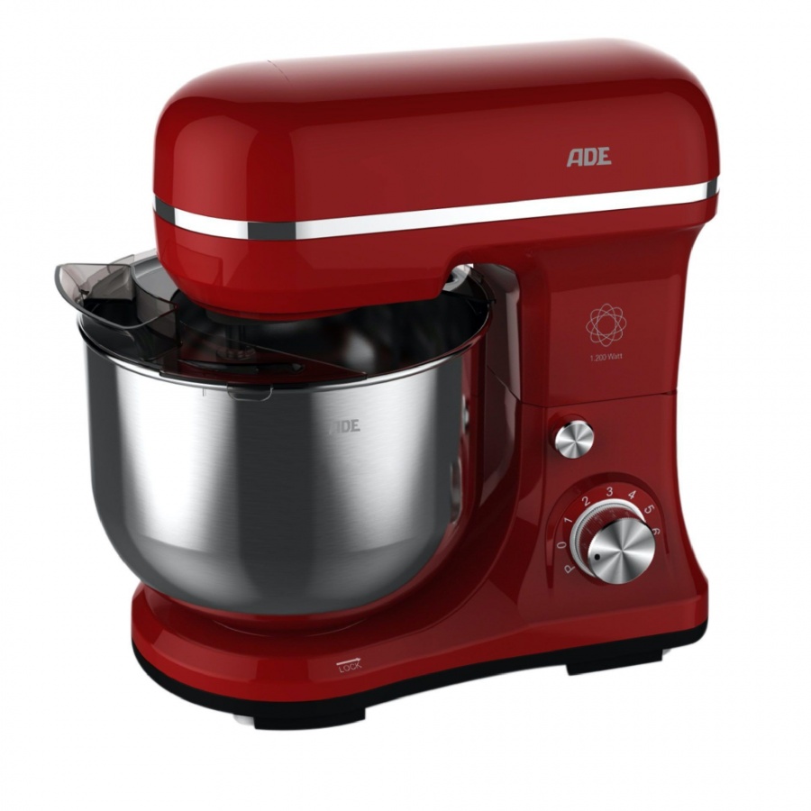 Mikser planetarny, 3 mieszadła, 1200 w, 29,5 x 20,5 x 31,5 cm, czerwony
