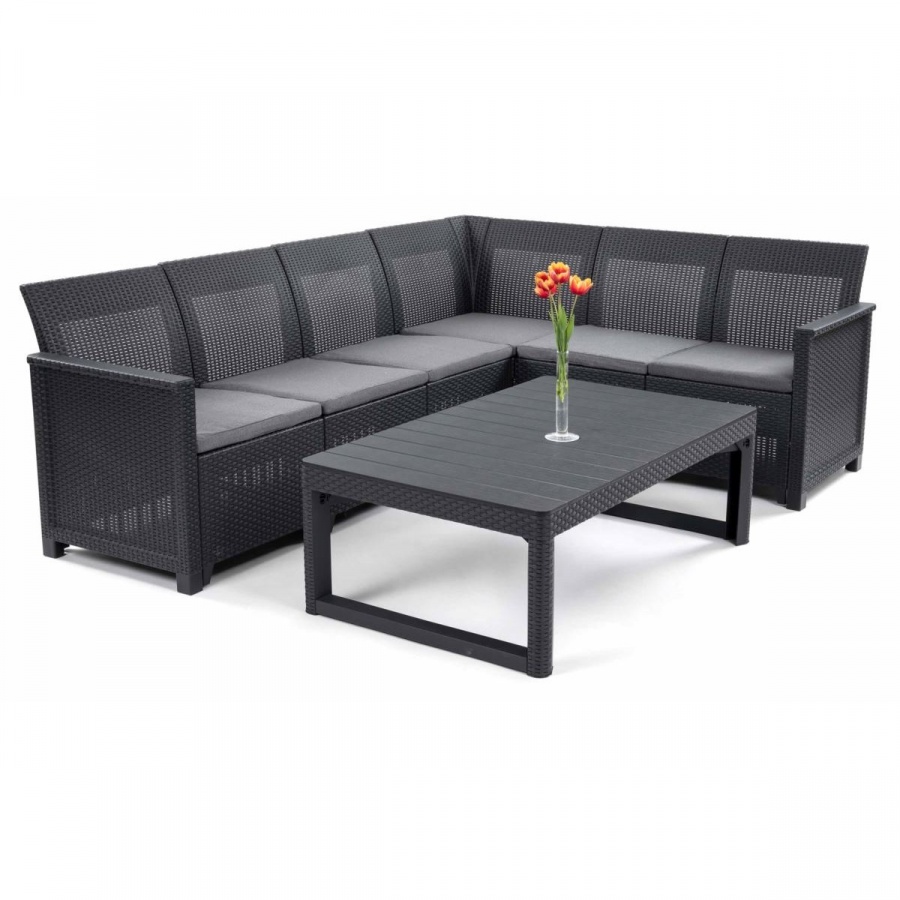 Narożnik elodie 6s corn lyon : kolor - grafit/szary