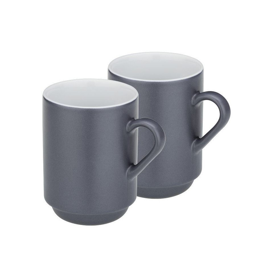 Kubki, 2 szt., ceramika, 0,3 l, śred. 7,5 x 11 cm, szare