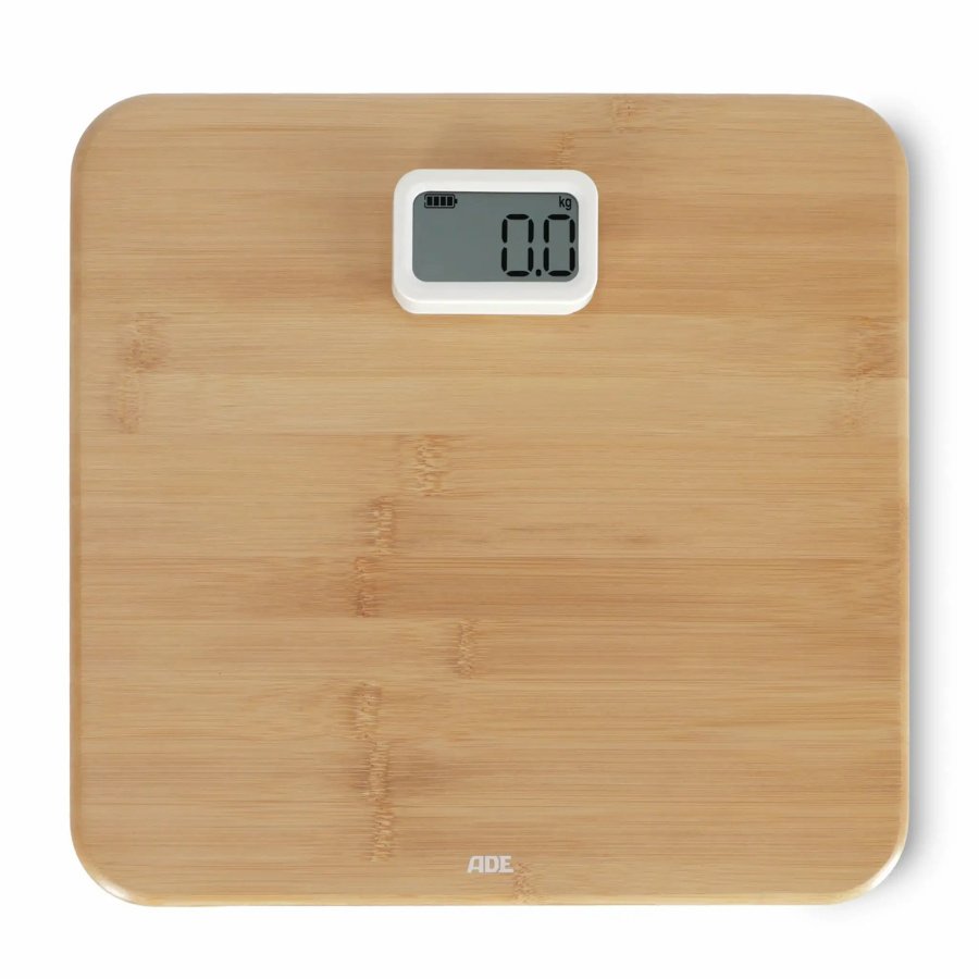 Waga łazienkowa na dynamo, do 150 kg, 31 x 30 cm, bambus