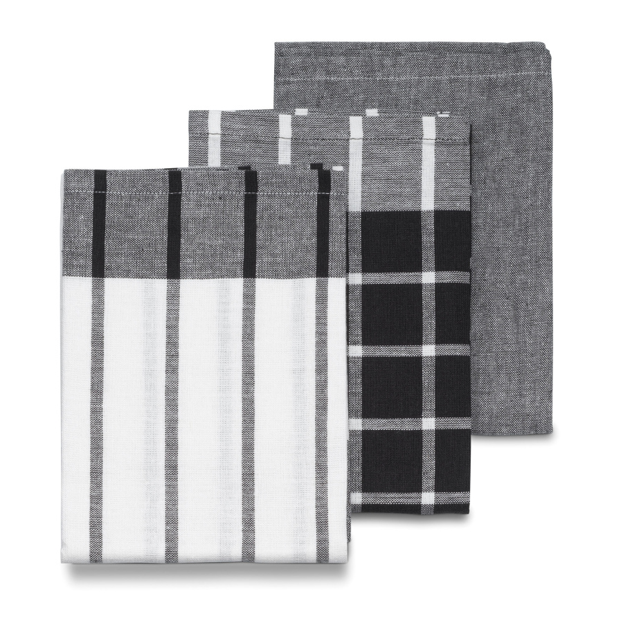 ściereczki do naczyń, 65x45 cm, czarno-białe, 3 szt.