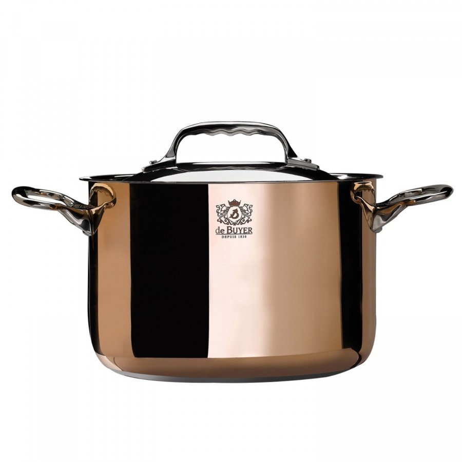 Garnek 5,4l z pokrywką de Buyer Prima Matera miedziany