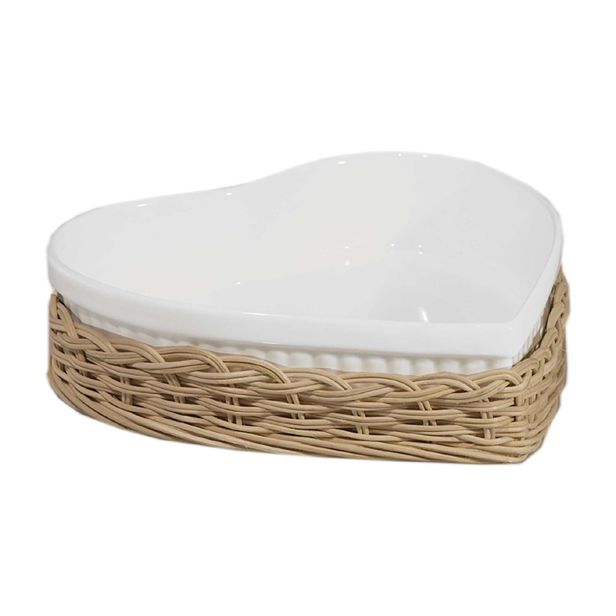 Wiklinowy kosz na naczynie do zapiekania midollino serce