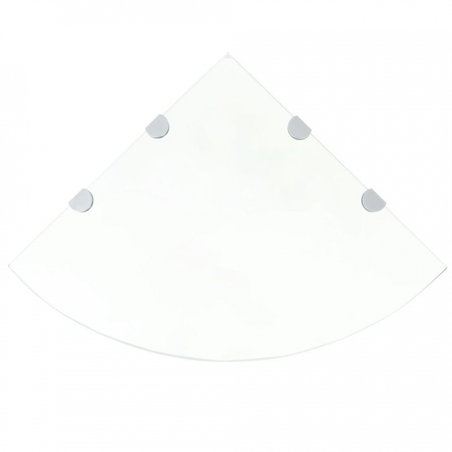 Szklana półka narożna z chromowanymi wspornikami, 45x45 cm