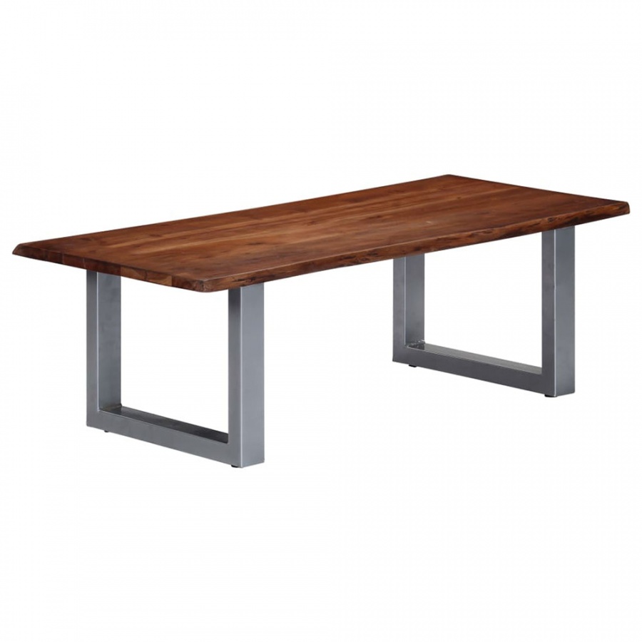 Stolik kawowy 115x60x40 cm lite drewno akacjowe i żelazo