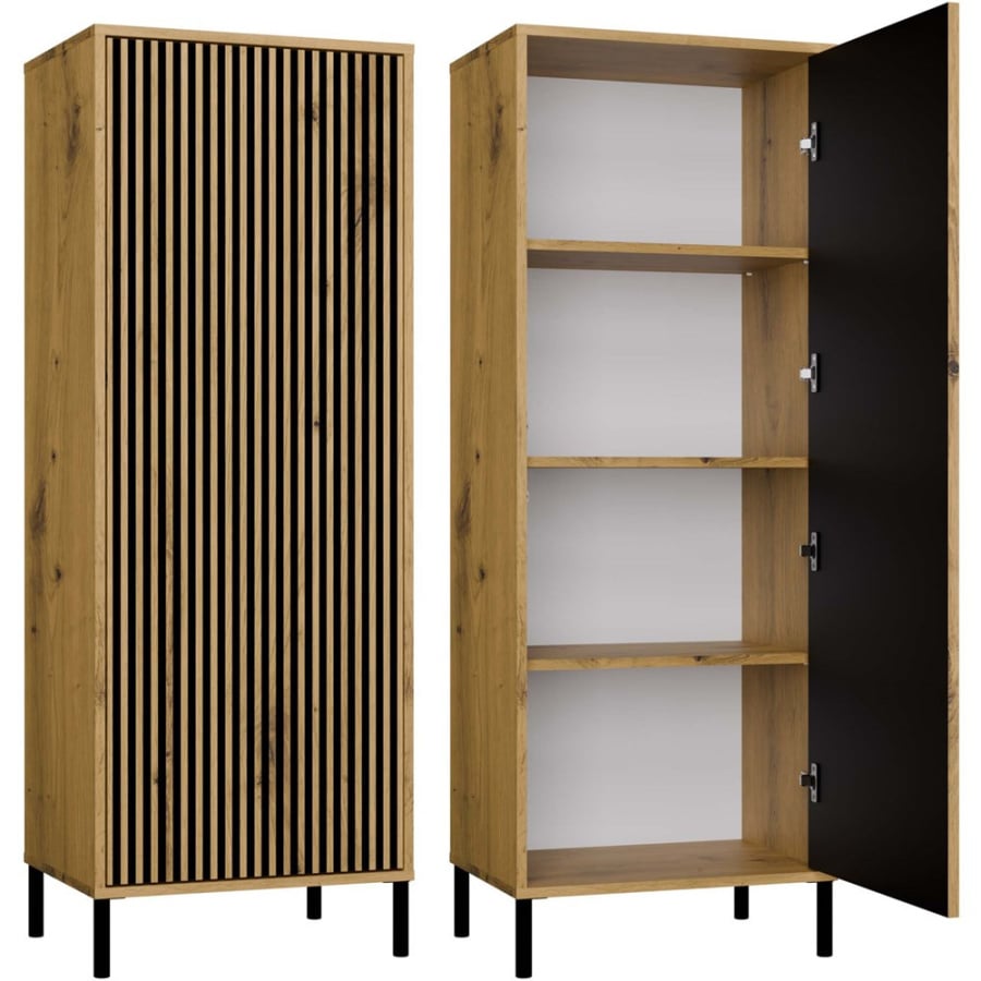 Witryna KAMARO 1DD SLIM DĄB ARTISAN Lamele Front Ryflowany