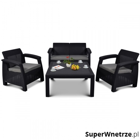 Zestaw mebli ogrodowych Corfu Set Family Curver grafit/szary
