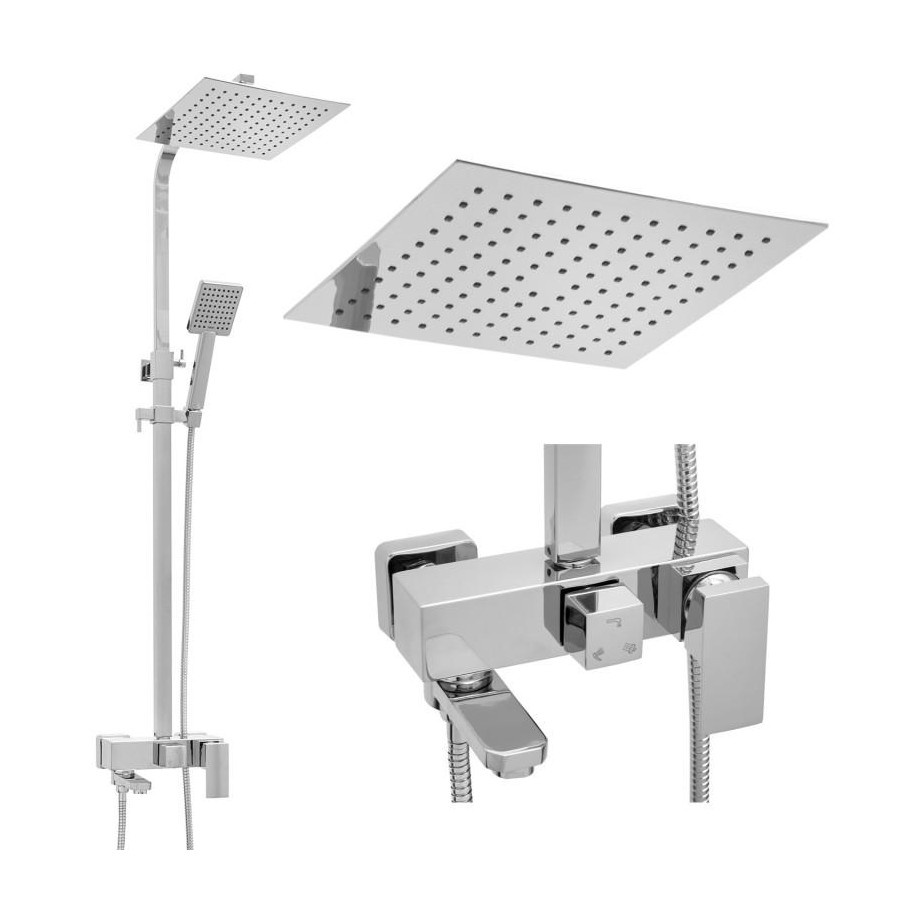 Bateria prysznicowa natynkowa panel i deszczownica 25 cm