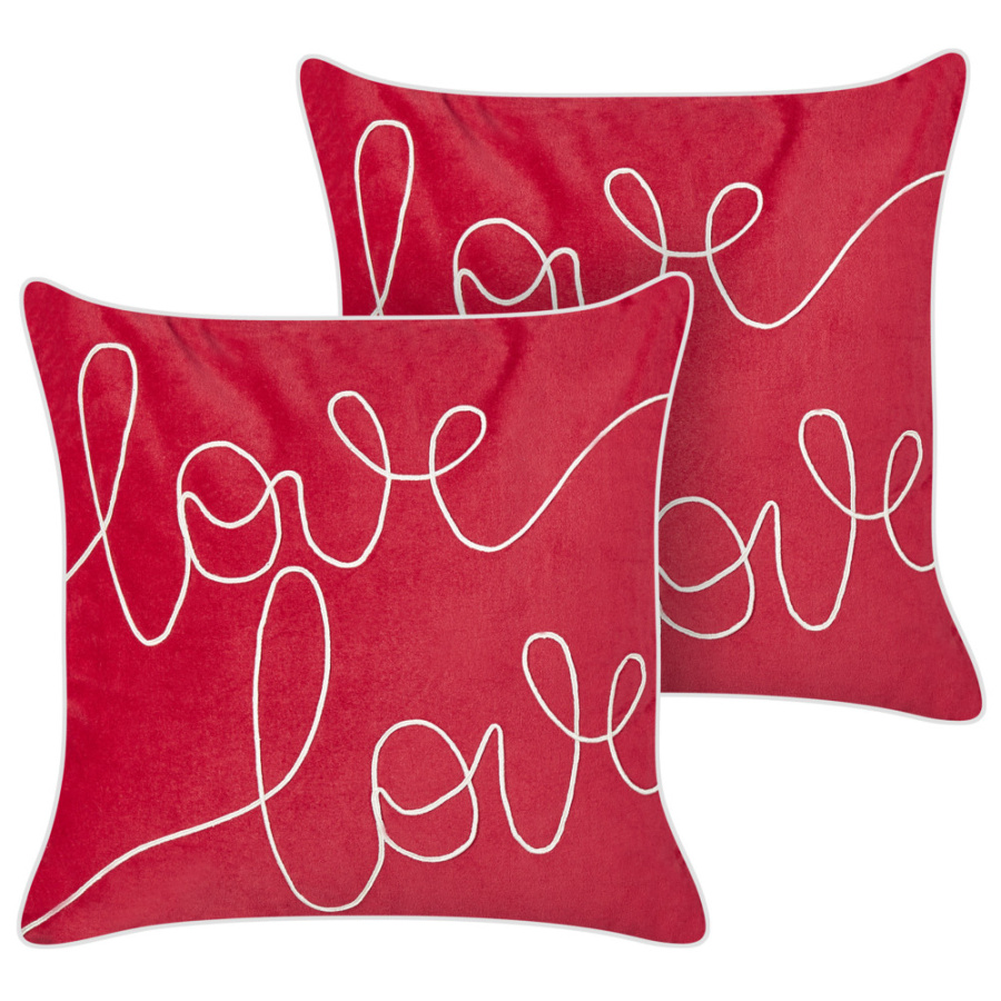 Zestaw 2 poduszek z napisami siderasis welur 45 x 45 cm czerwony