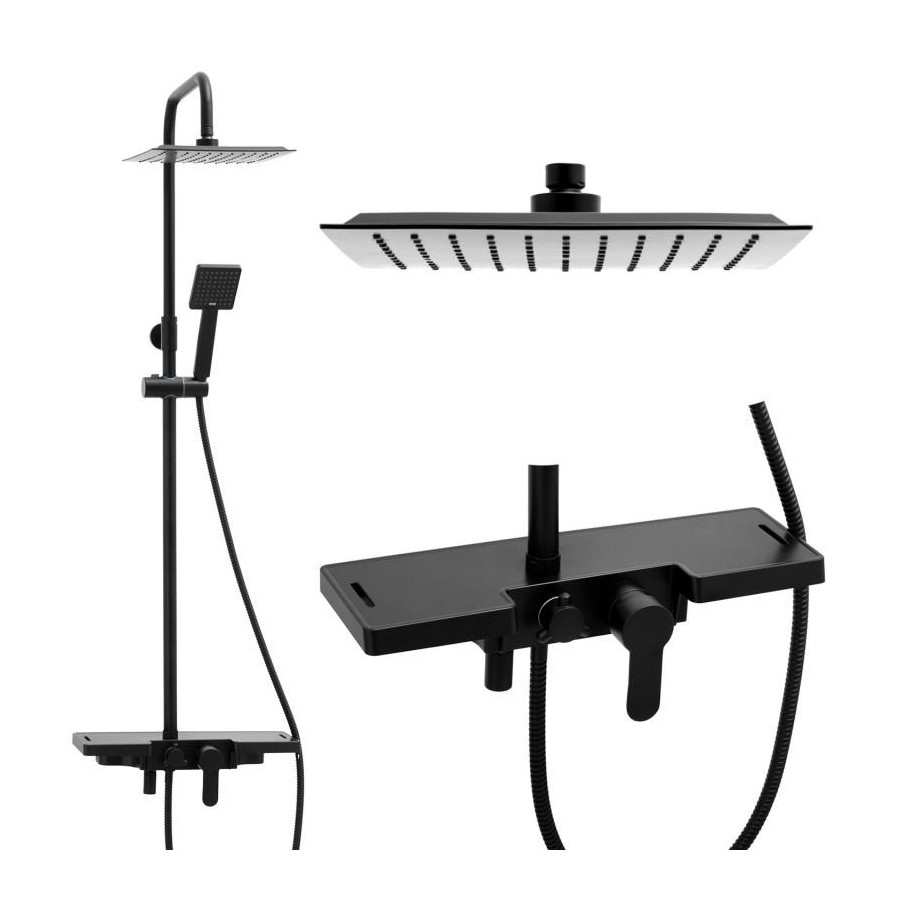 Bateria prysznicowa natryskowa panel slim kwadrat z deszczownicą 25 cm
