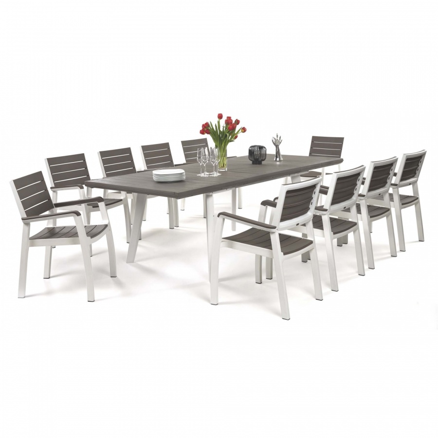 Komplet ogrodowy 10-osobowy harmony : kolor - white - cappuccino