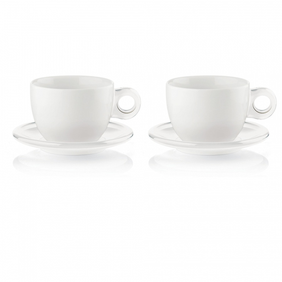 Set of 2 breakfast cups with saucers