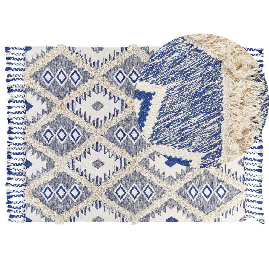 Dywan bawełniany 140 x 200 cm beżowo-niebieski manavgat