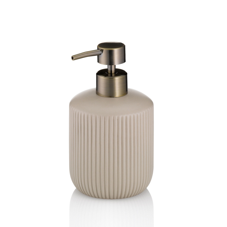 Dozownik do mydła, ceramika/tworzywo sztuczne, 0,4 l, śred. 9 x 15,5 cm, beżowo-złoty