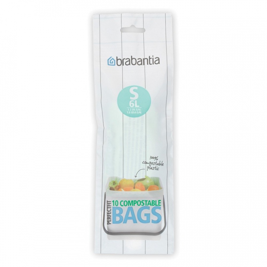 Worki na śmieci 10 szt do kompostowania 6l Brabantia Compostable Bags białe