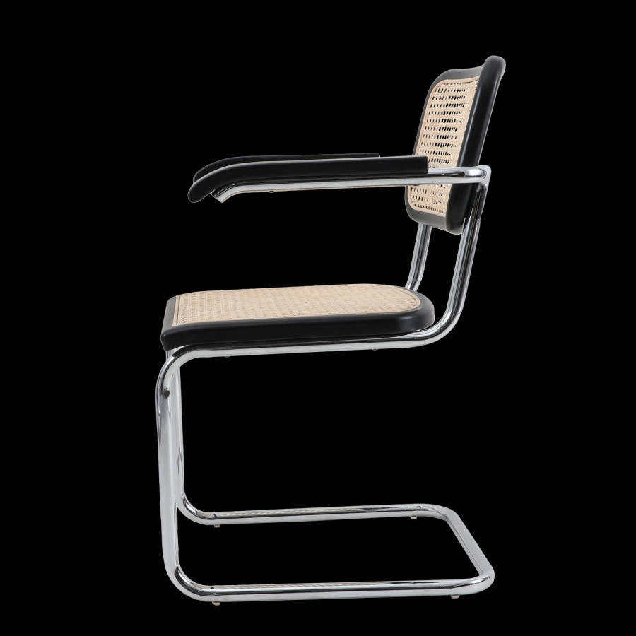 Krzesło vienna rattanowo czarne z podłokietnikami