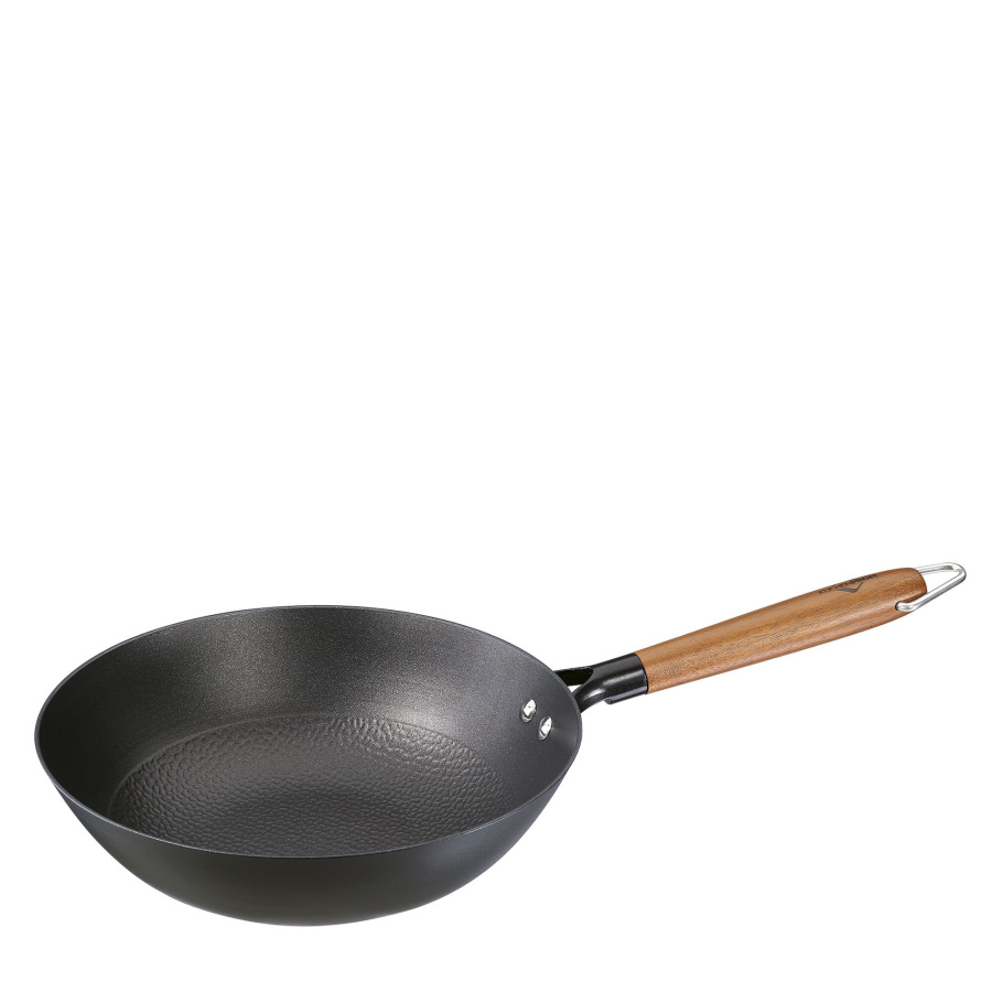 Wok żeliwny z powłoką nieprzywierającą, śred. 28 cm, czarny
