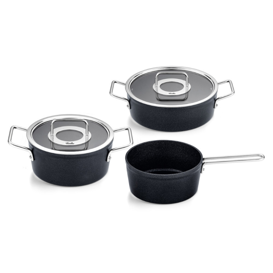 Fissler - adamant® - zestaw garnków z rondlem - szklane pokrywy - 3 el.