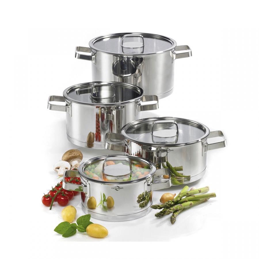 Zestaw garnków 4szt. z pokrywkami Kuchenprofi San Remo srebrny
