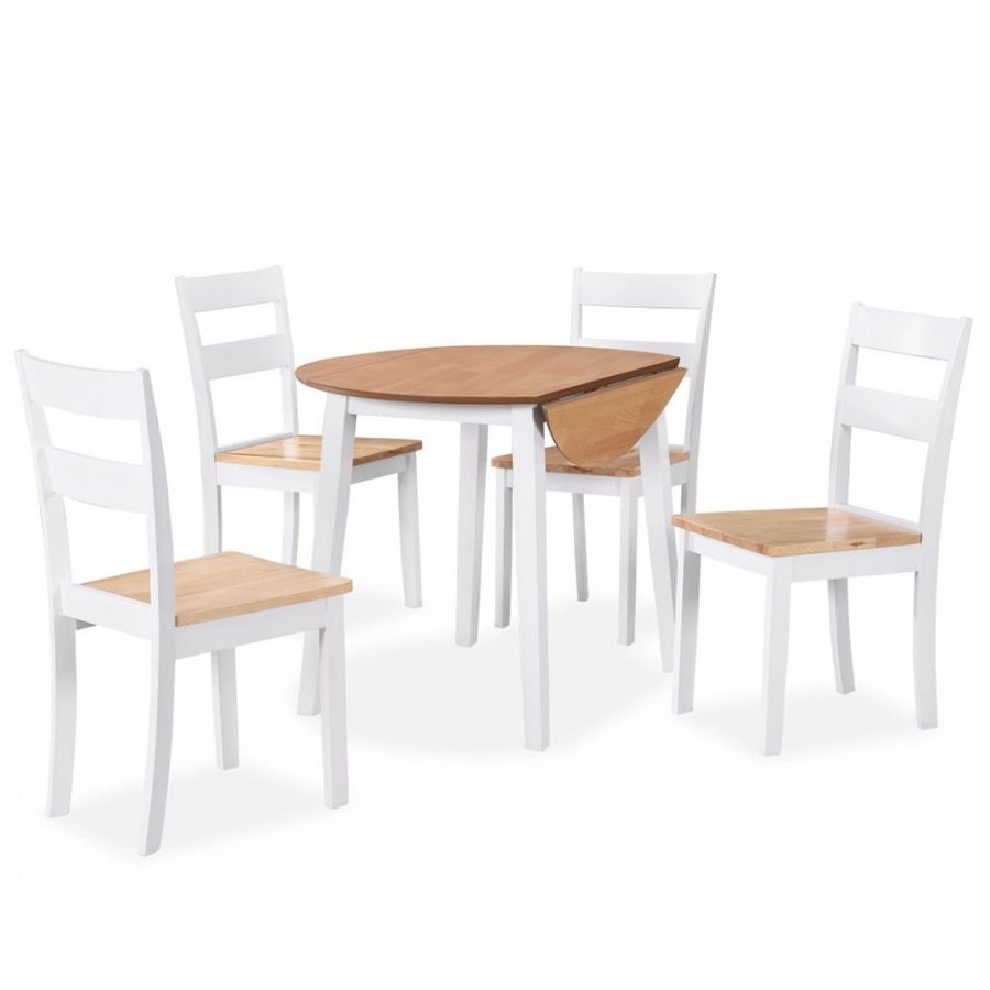 5-częściowy zestaw mebli do jadalni, MDF i drewno kauczukowca