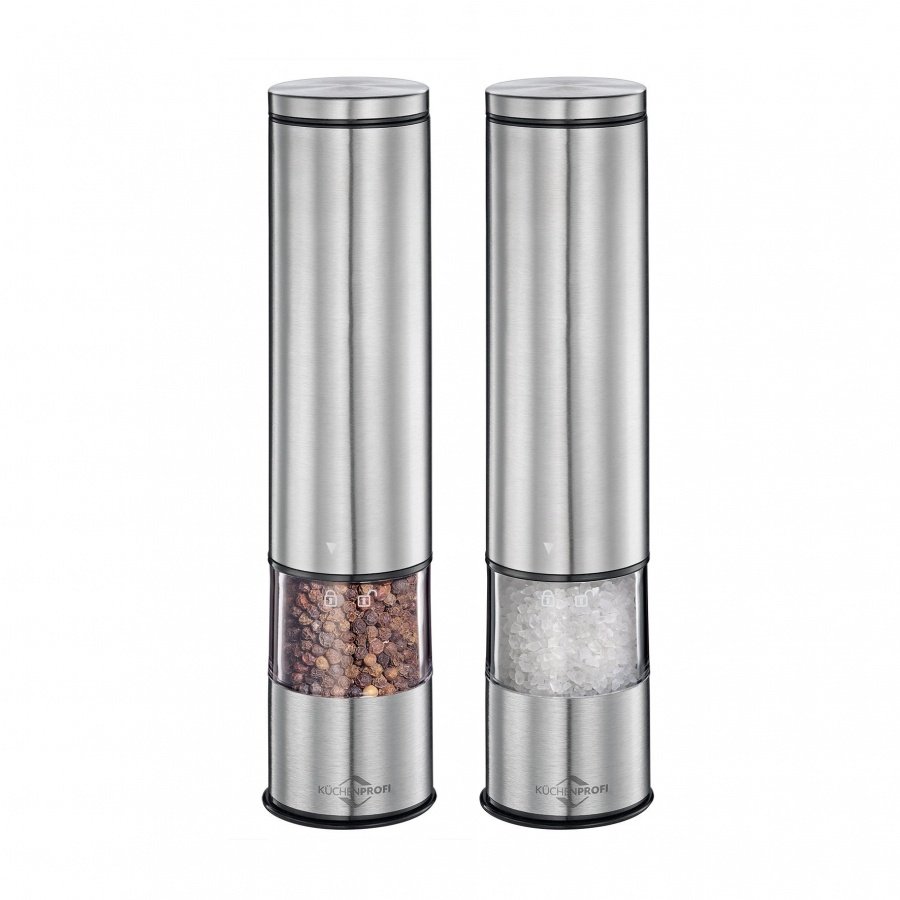 Elektryczne młynki do soli i pieprzu, 2 szt., stal nierdzewna, śred. 5 x 23 cm